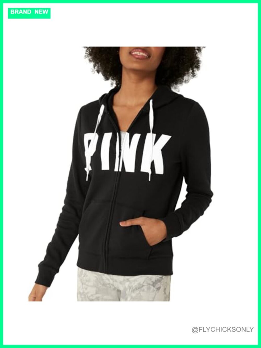 Full Zip-Up Hooded Sweatshirt Relaxed Fit Two Front Pockets